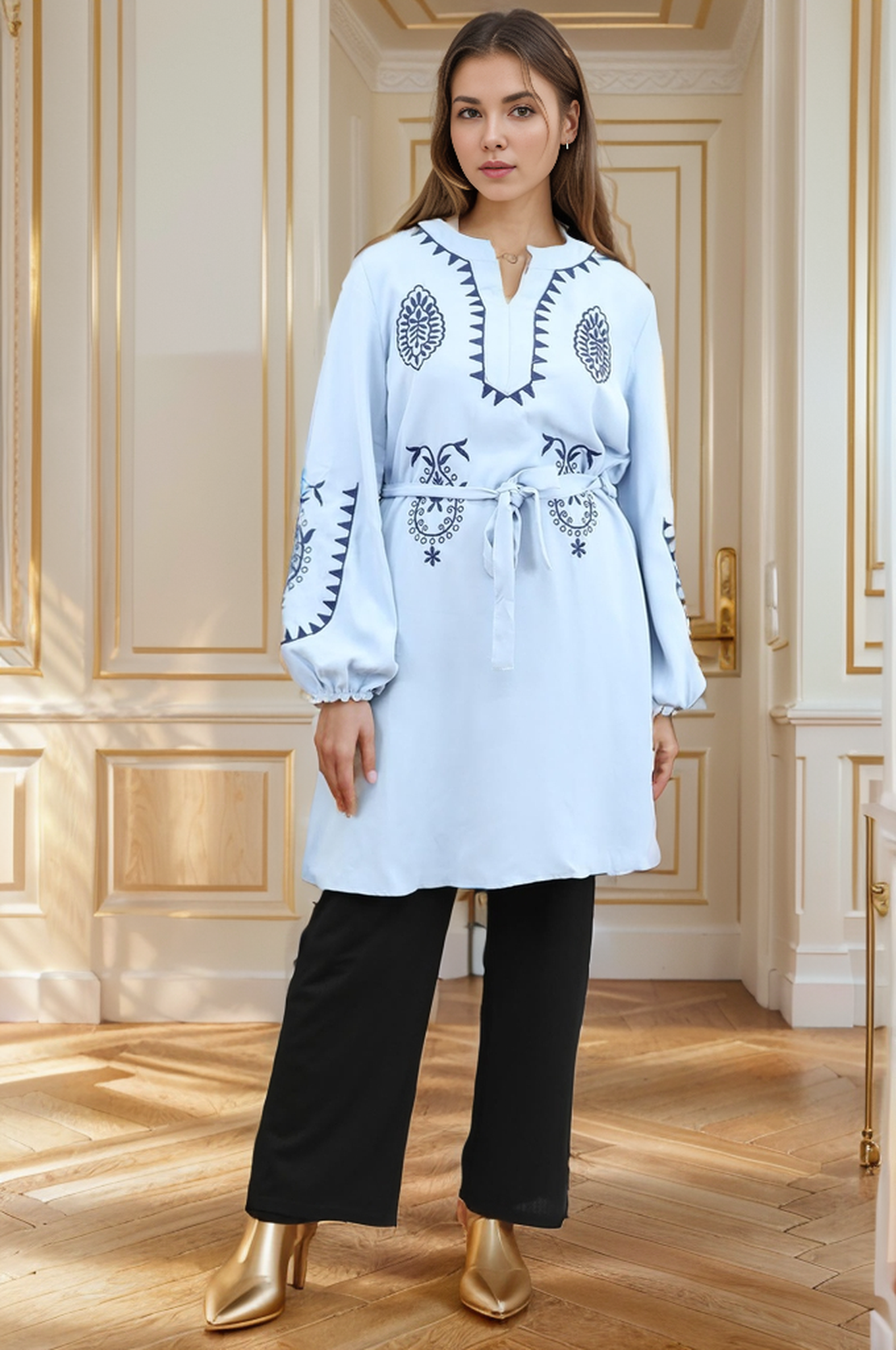 Embroidered Sleeve Design Turkish Imported Top