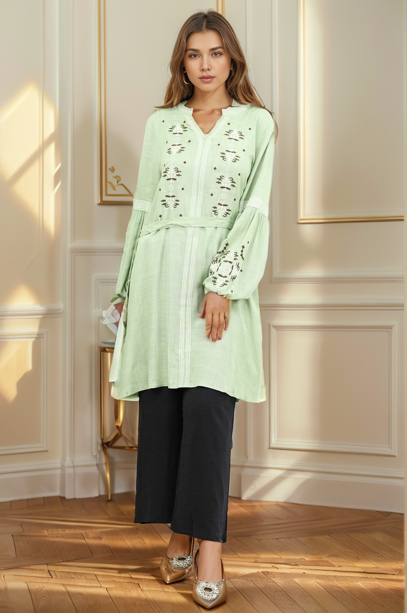 Floral Embroidery Design Turkish Imported Top