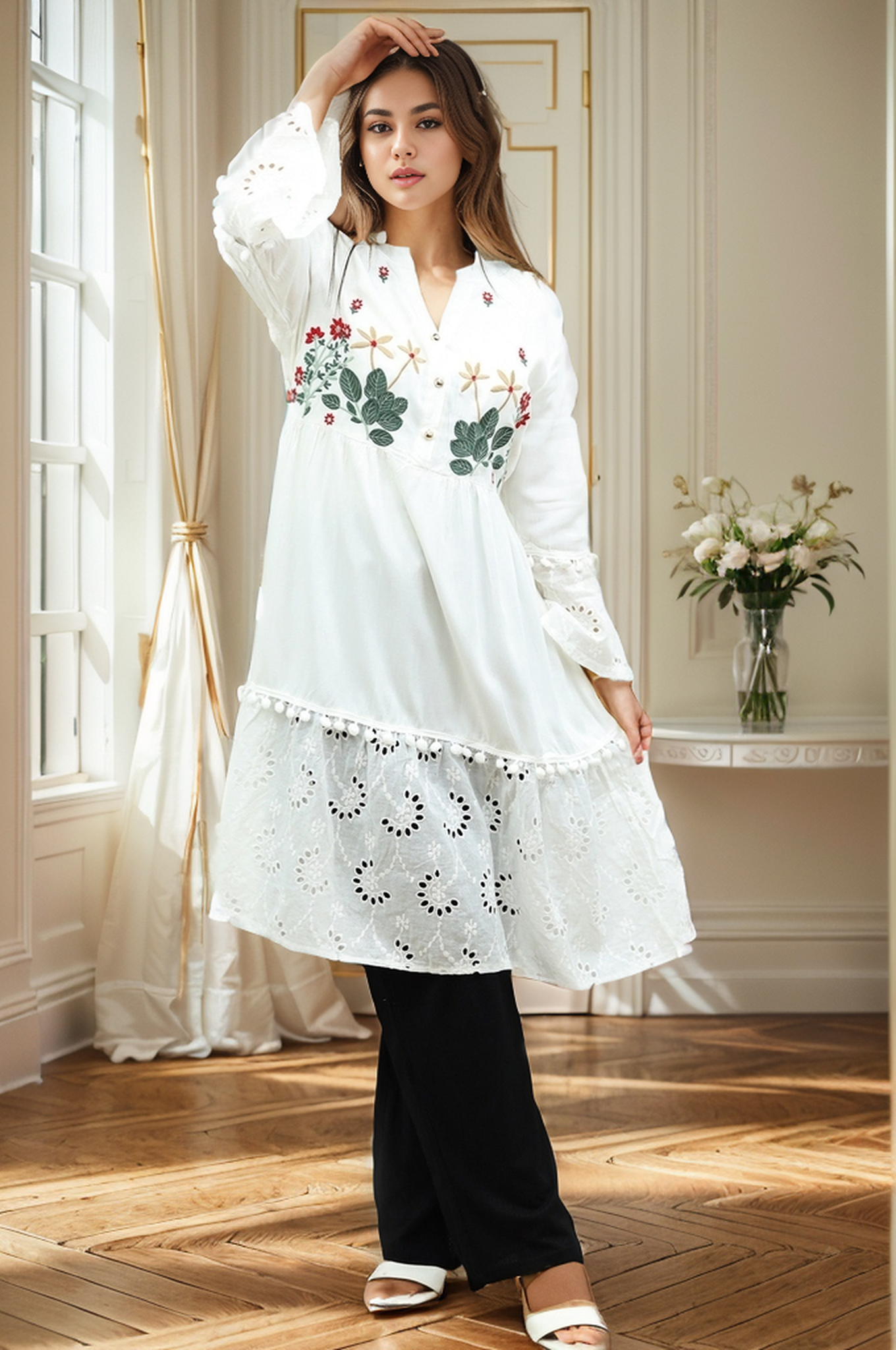 Embroidered Long Turkish Imported Top