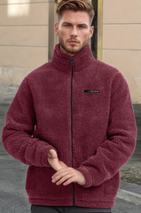 Turbo Zipper Style Sherpaa Fleece Light Weight Jacket In Maroon