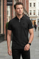 Turbo Elite Weave Textured Zipper Men's Polo Shirt In Black
