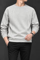 Turbo Geometric Piping Imported Round Neck Men's Sweatshirt In White Grey