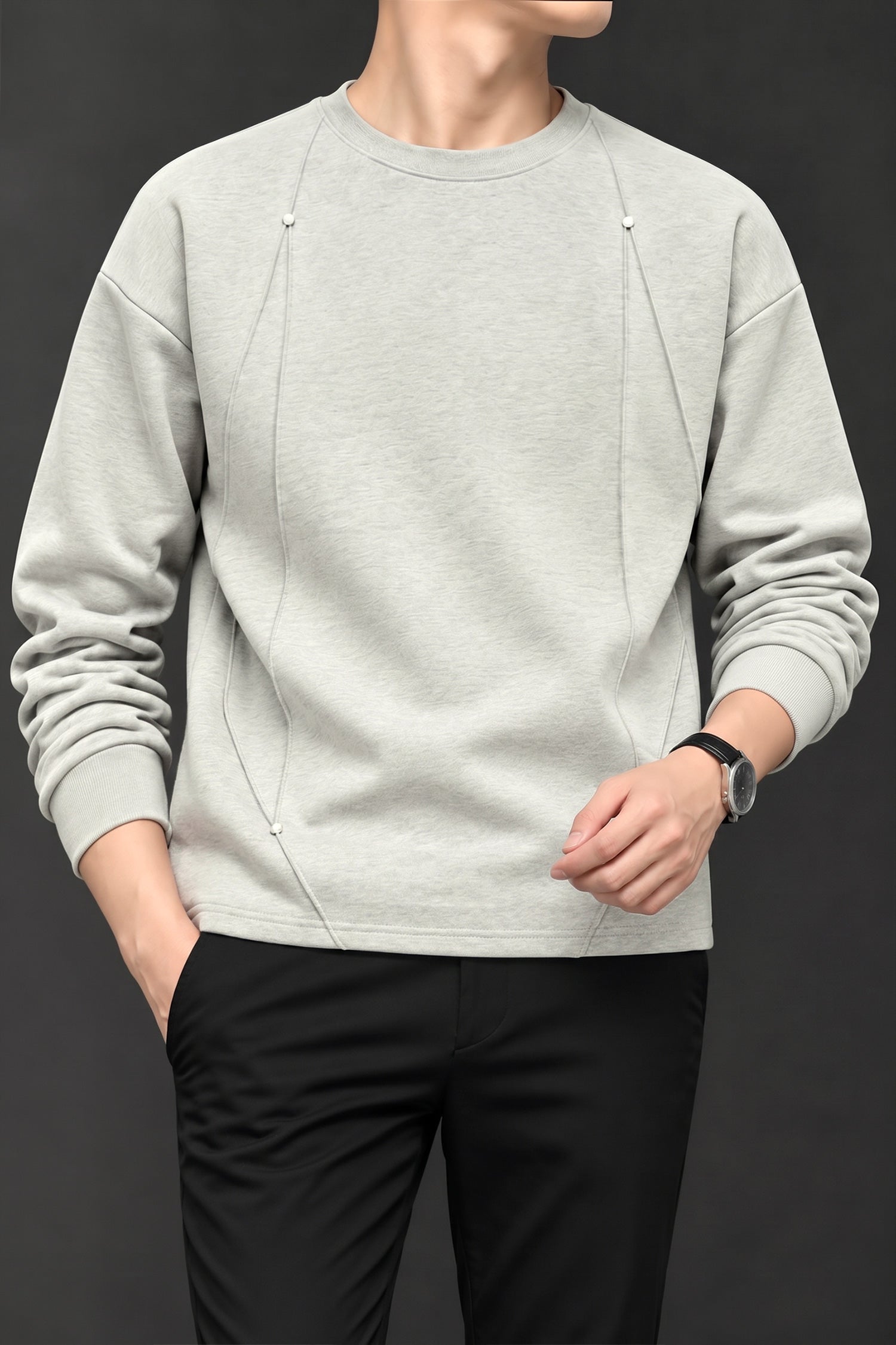 Turbo Geometric Piping Imported Round Neck Men's Sweatshirt