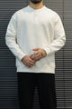 Turbo Ban Style Button Placket Imported Men's Sweatshirt In White Grey