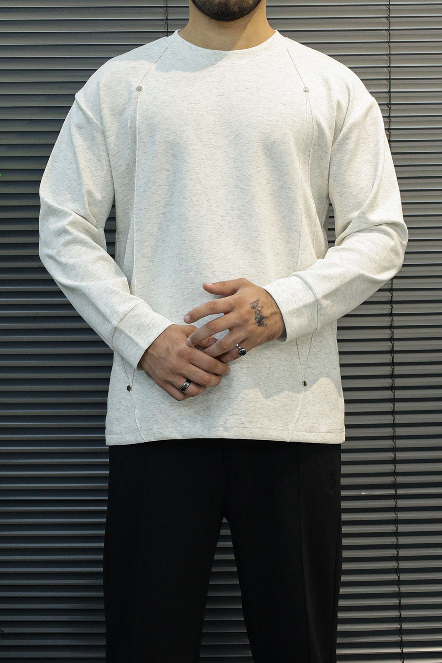 Turbo Geometric Piping Imported Round Neck Men's Sweatshirt