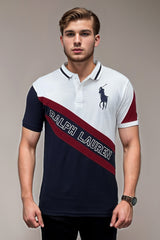 Rlph Laren Colorblock Diagonal -Stripe  Men's Polo Shirt