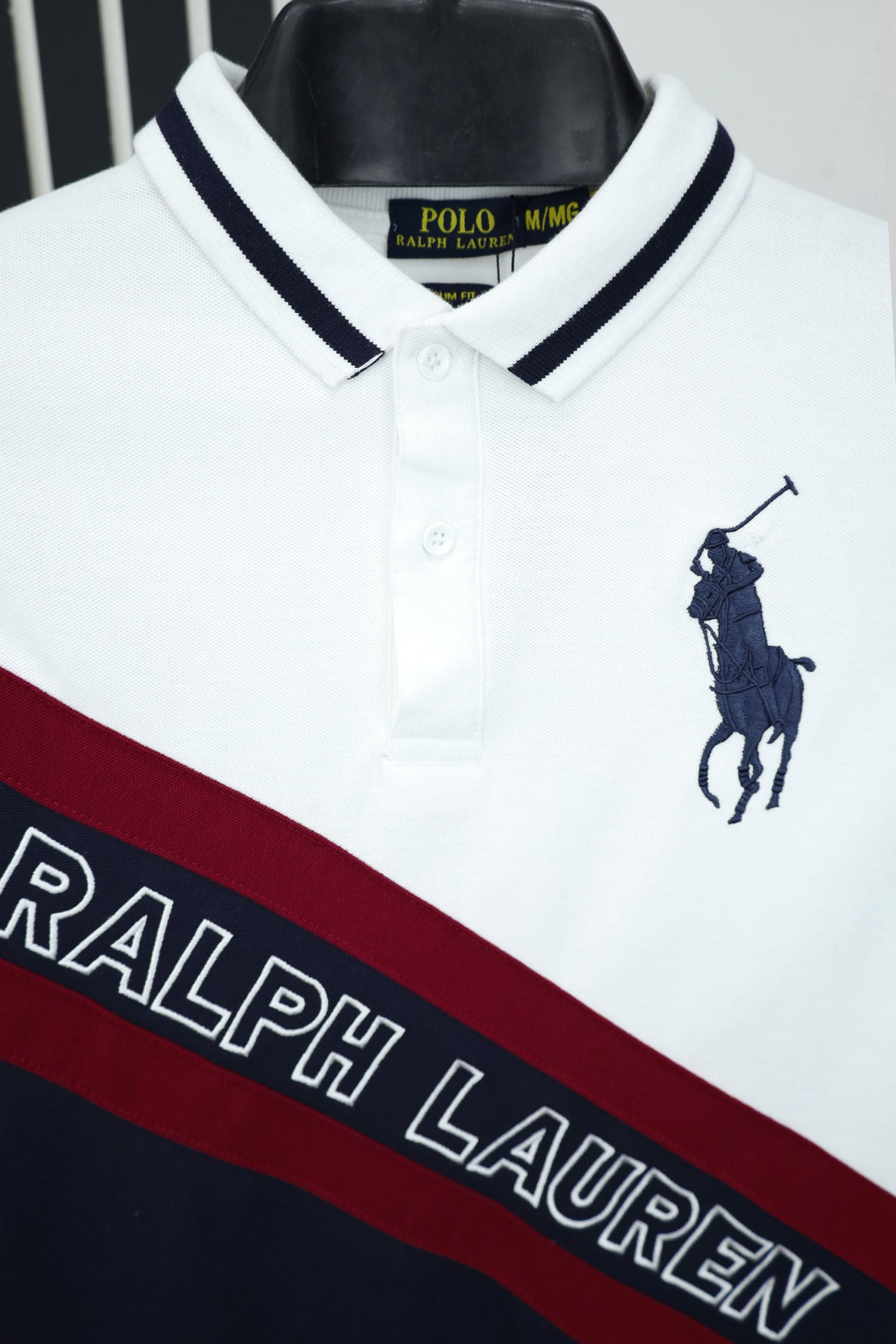 Rlph Laren Colorblock Diagonal -Stripe  Men's Polo Shirt