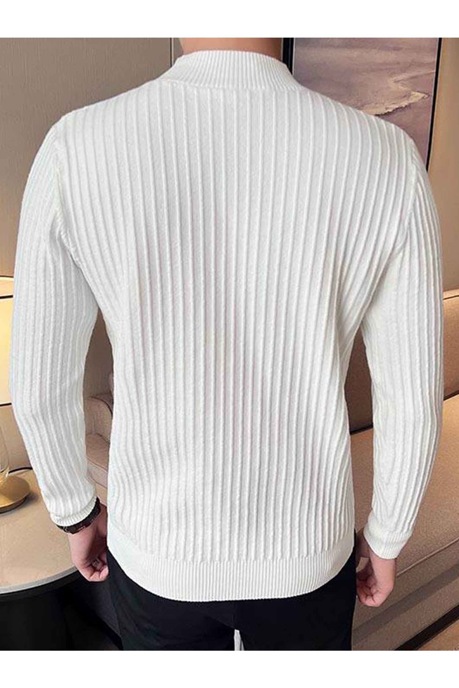 Comfortable Textured Lining Mock Neck Men's Sweatshirt