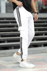 Adds Micro Stripes Slimfit Imported Sportswear Trouser In White