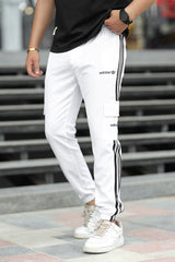 Adds Micro Stripes Slimfit Imported Sportswear Trouser In White