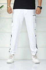 Adds Micro Stripes Slimfit Imported Sportswear Trouser In White