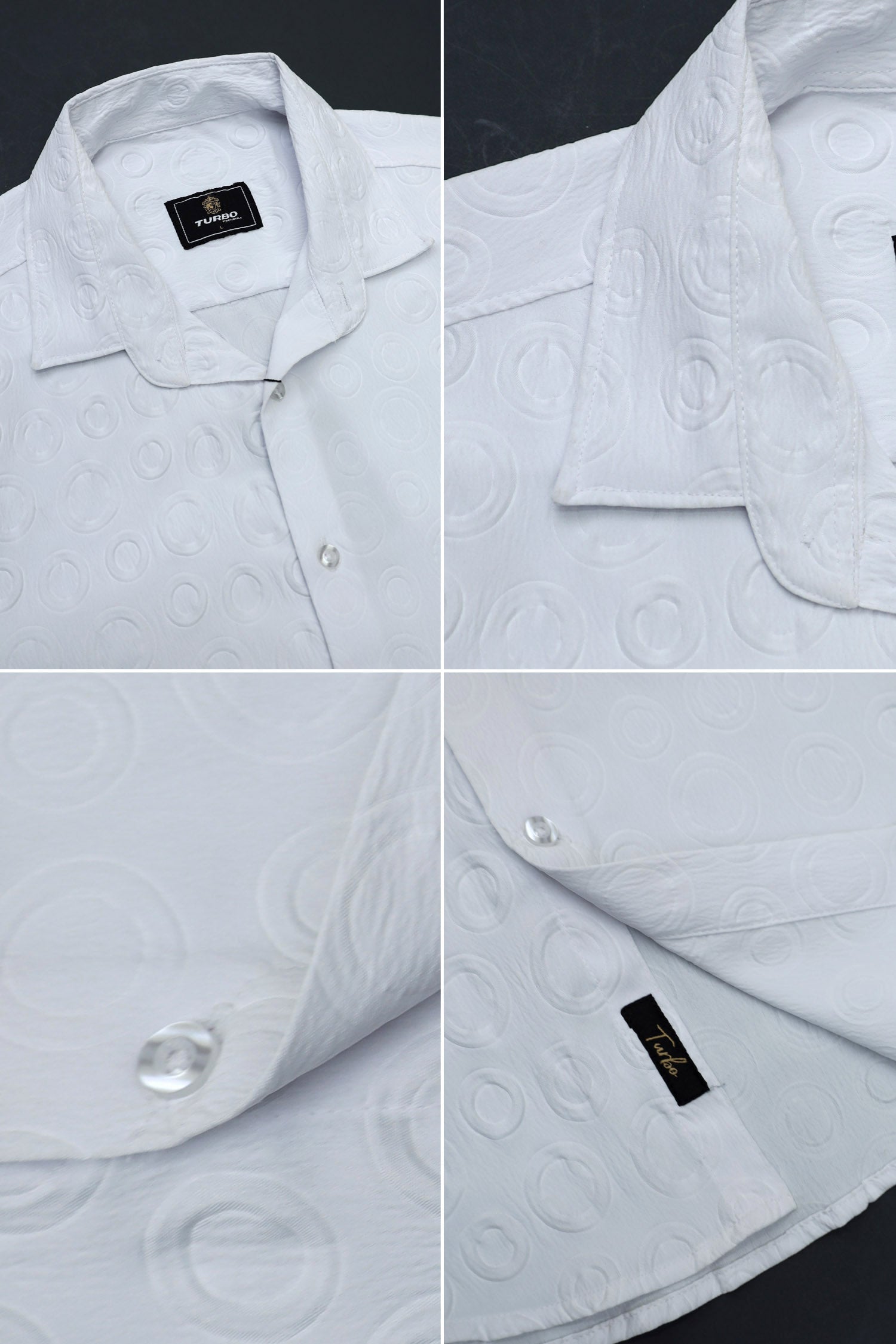 Embossed  Circles All Over Casual Shirt In White