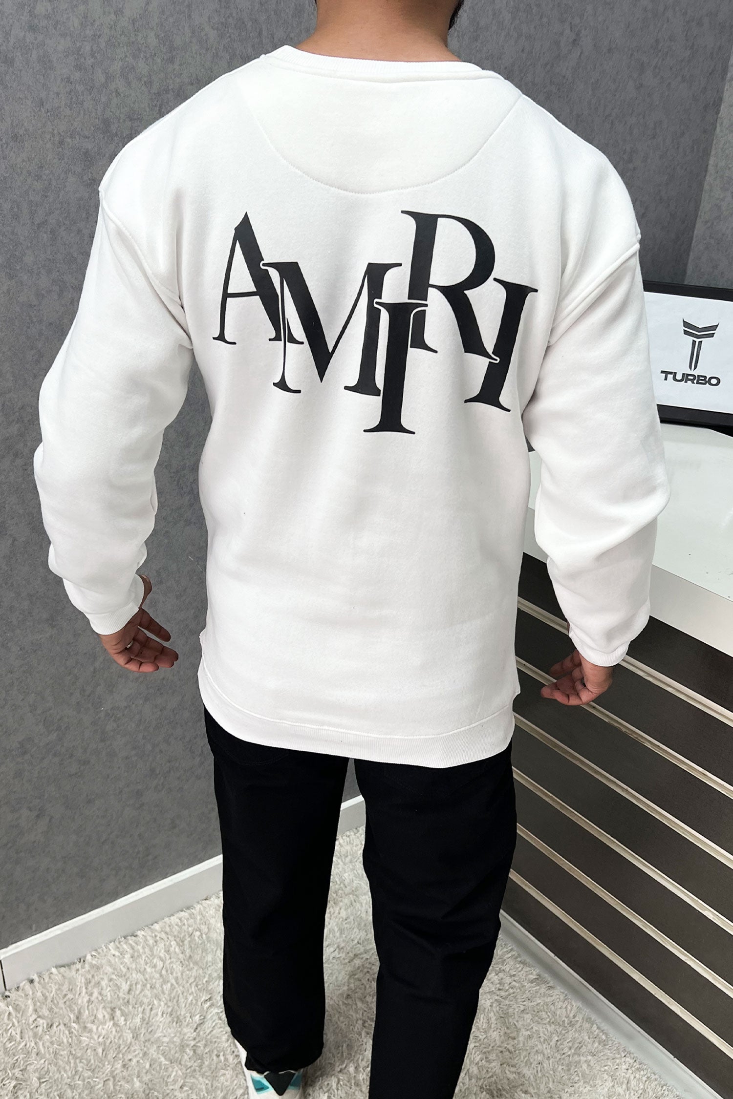 Amri Slogan Signature Crew Neck Full Sleeves Men's Sweatshirt