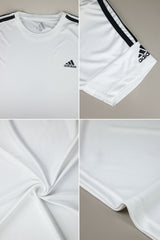 Adds Half Tri-Line Strips Round Neck T-Shirt