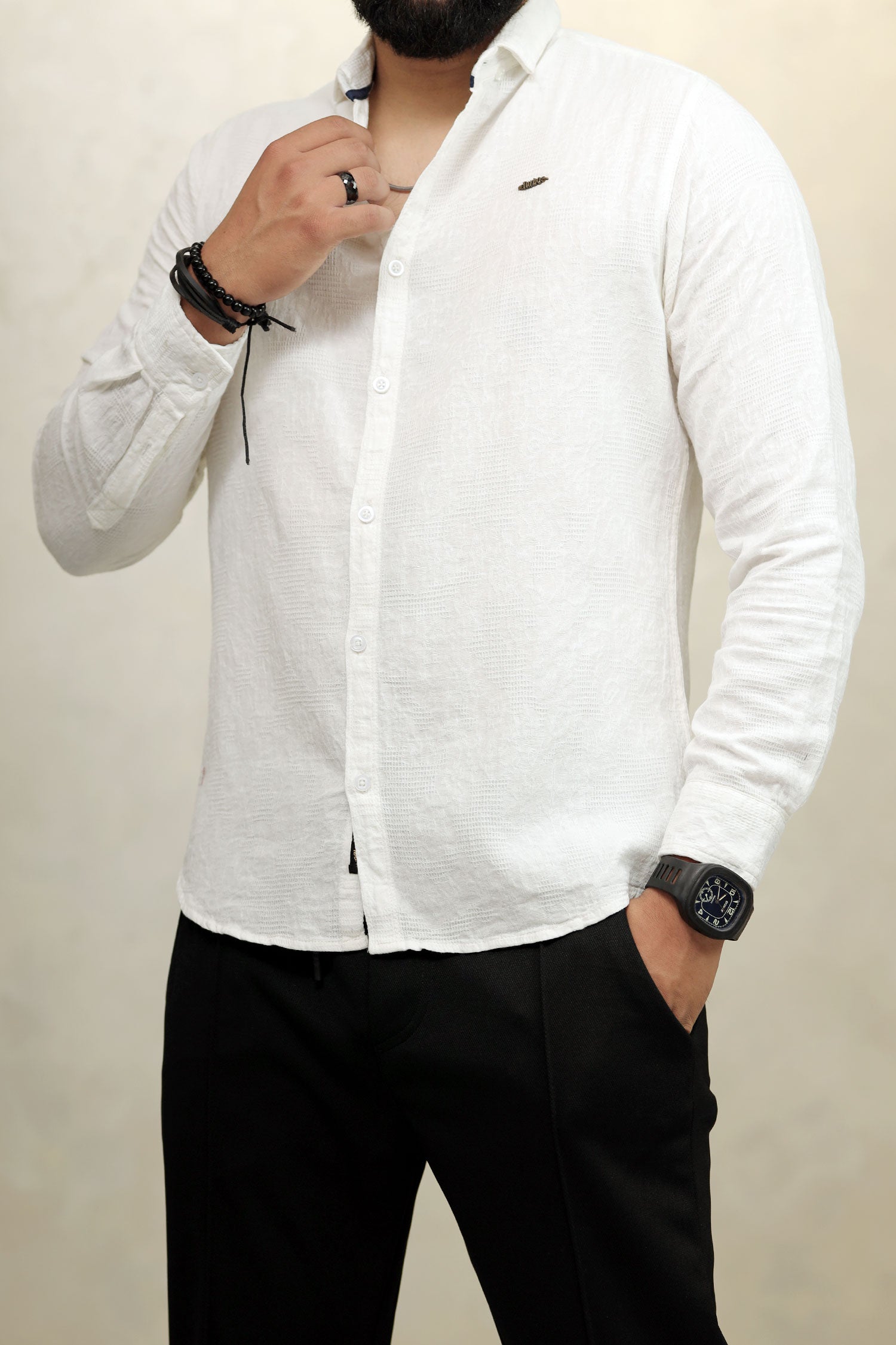 Turbo Vintage Patterend Long Sleeve Cotton Casual Shirt