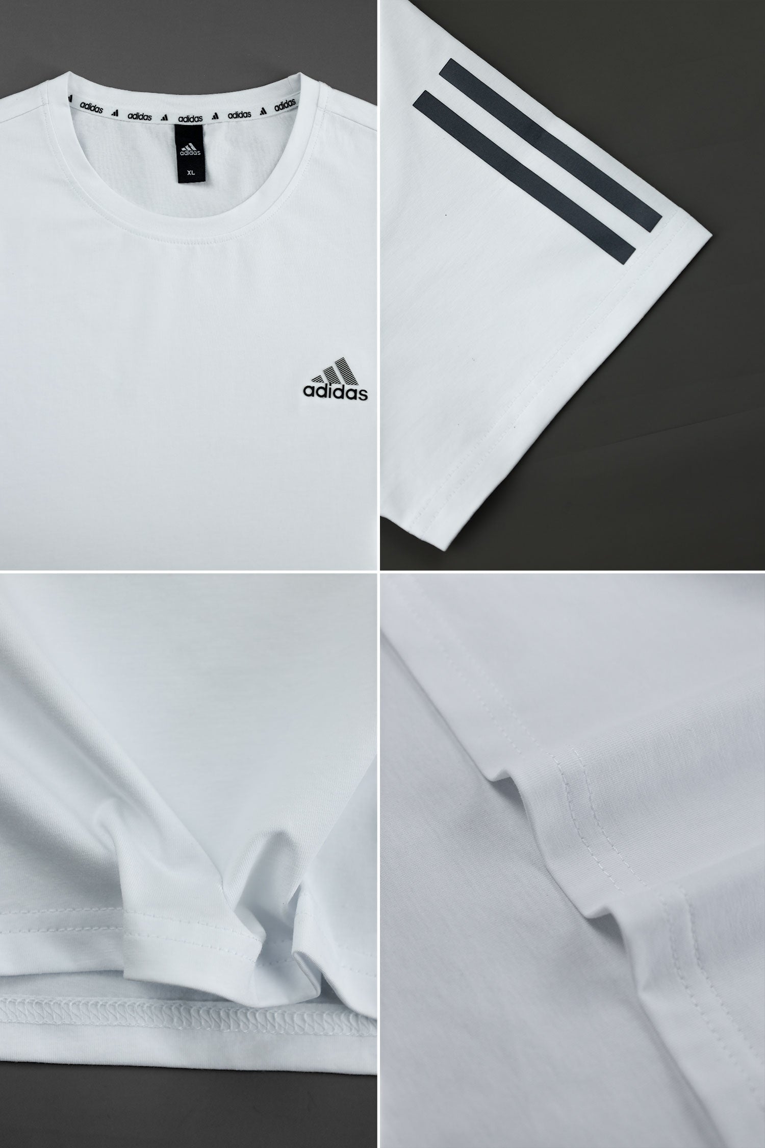 Adds Half Tri-Line Strips Round Neck T-Shirt