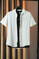 Turbo Wave Texture Crochet Casual Shirt In White
