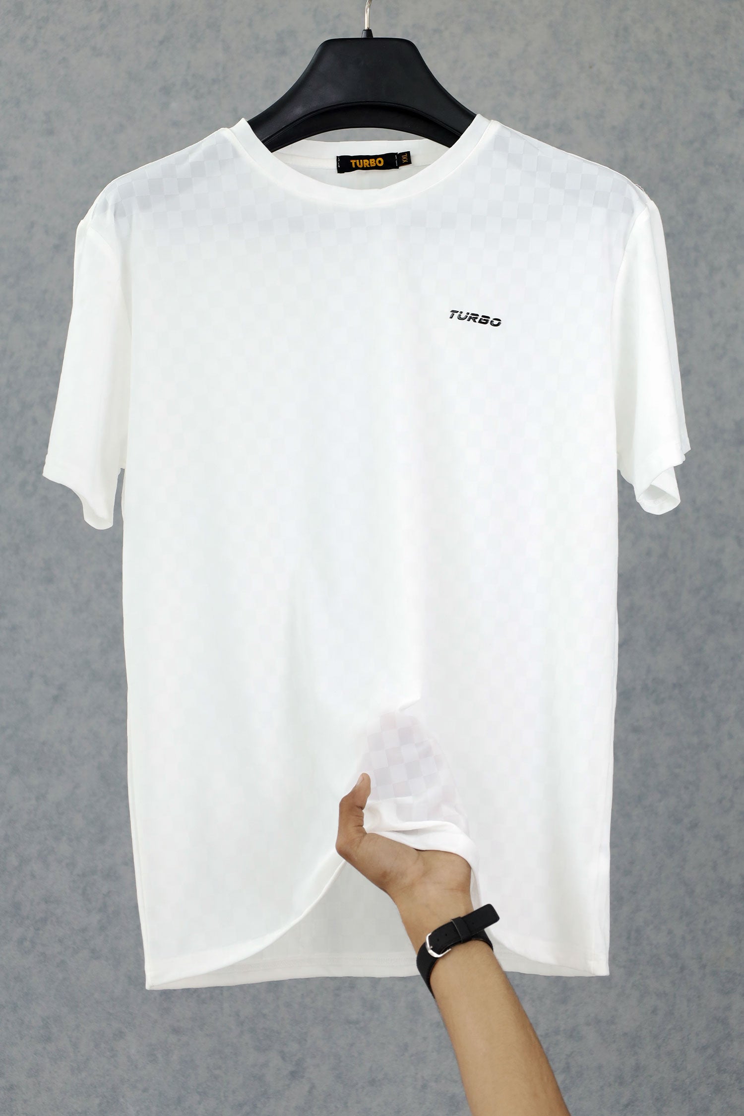 Turbo Checkered Pattern Crew Neck Tee