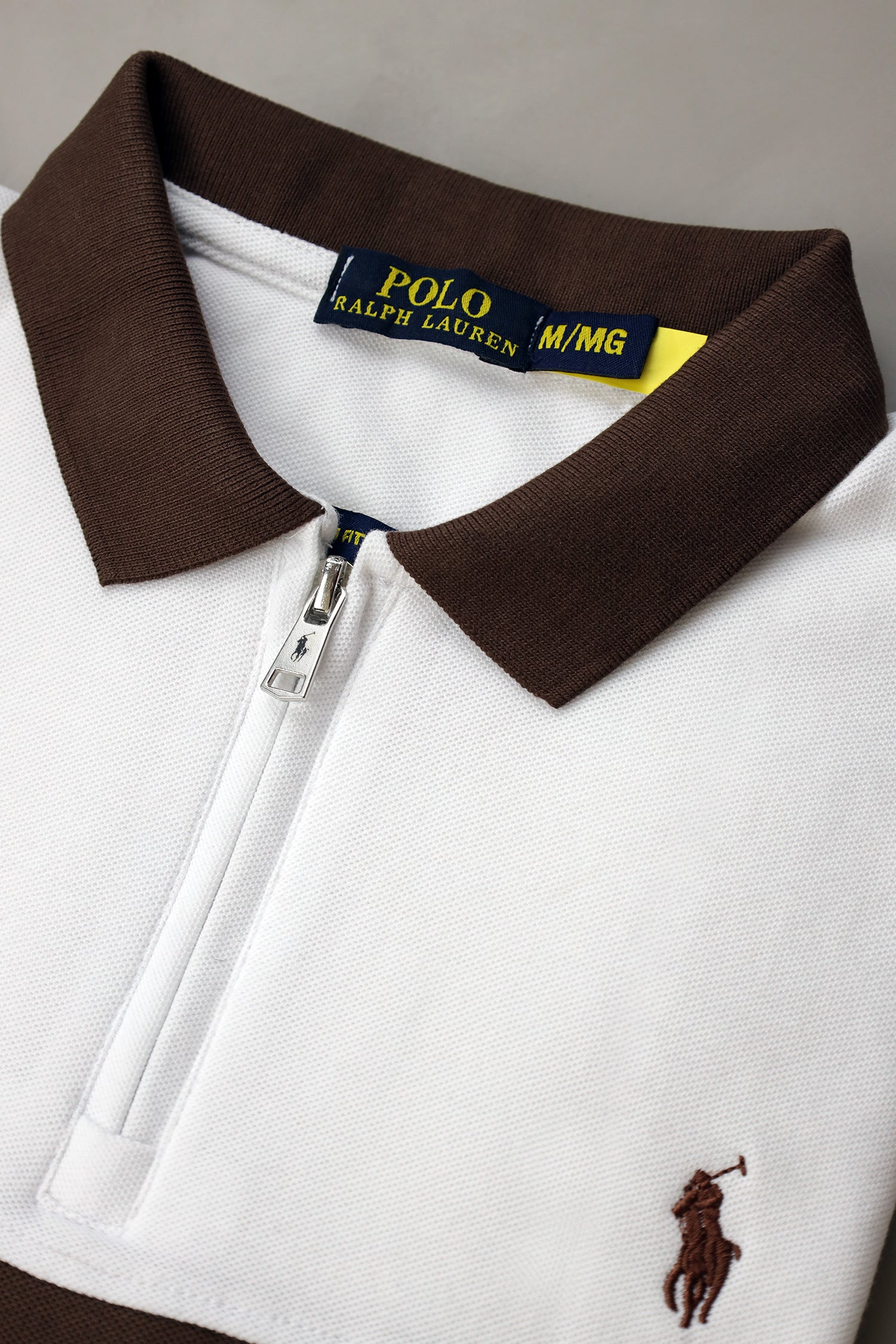 Rph Lren Classic Short Striped Zip Style Men's Polo Shirt