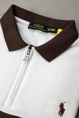 Rph Lren Classic Short Striped Zip Style Men's Polo Shirt