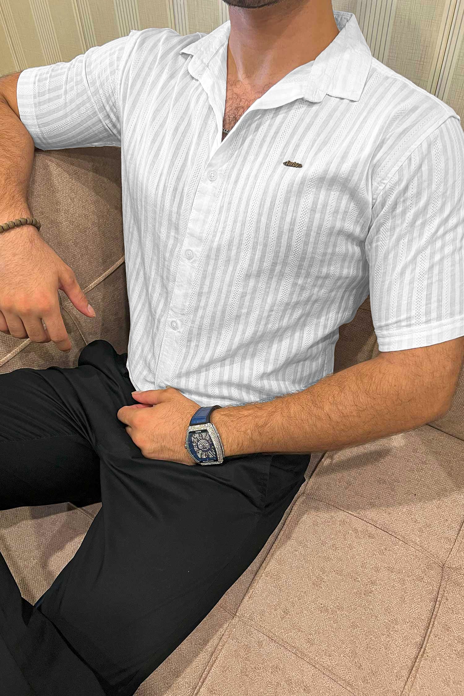 Turbo Minimalist Design Half Sleeve Casual Shirt