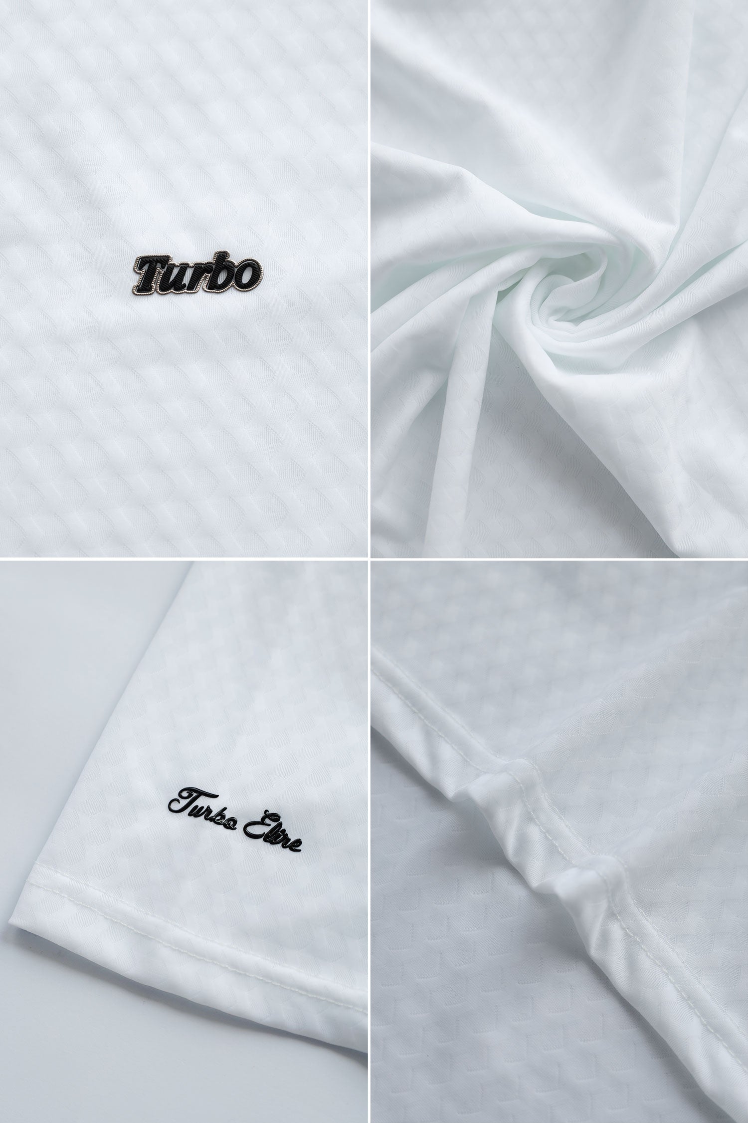 Turbo Diamond Motif Textured Crew Neck Tee In White