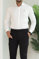 Turbo Organic MonoChromatic Long Sleeve Cotton Casual Shirt in White