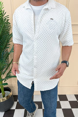 Turbo Popcorn Cuba Waffle Casual Shirt In White