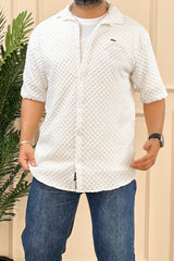 Turbo Popcorn Cuba Waffle Casual Shirt In White