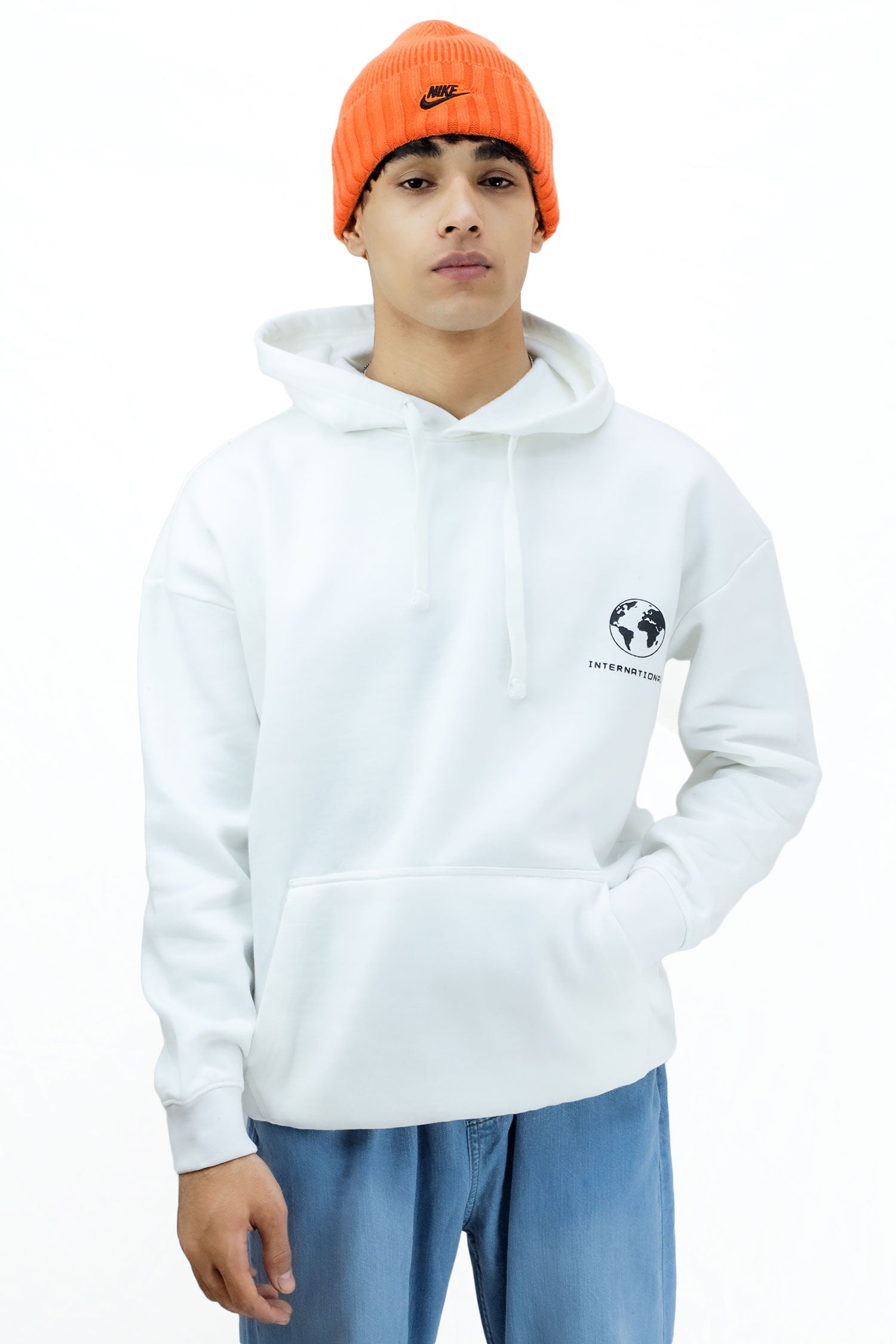 Turbo Designer Motif Fleece Hoodie In White Turbo Brands Factory