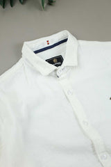Turbo Vintage Patterend Long Sleeve Cotton Casual Shirt In White