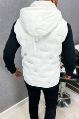 Embossed Design Quilted Detachable Hood Imported Men's Gilet