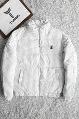 Brbrry Stripe Pattern Reversible Quilted Padded Imported Puffer Jacket