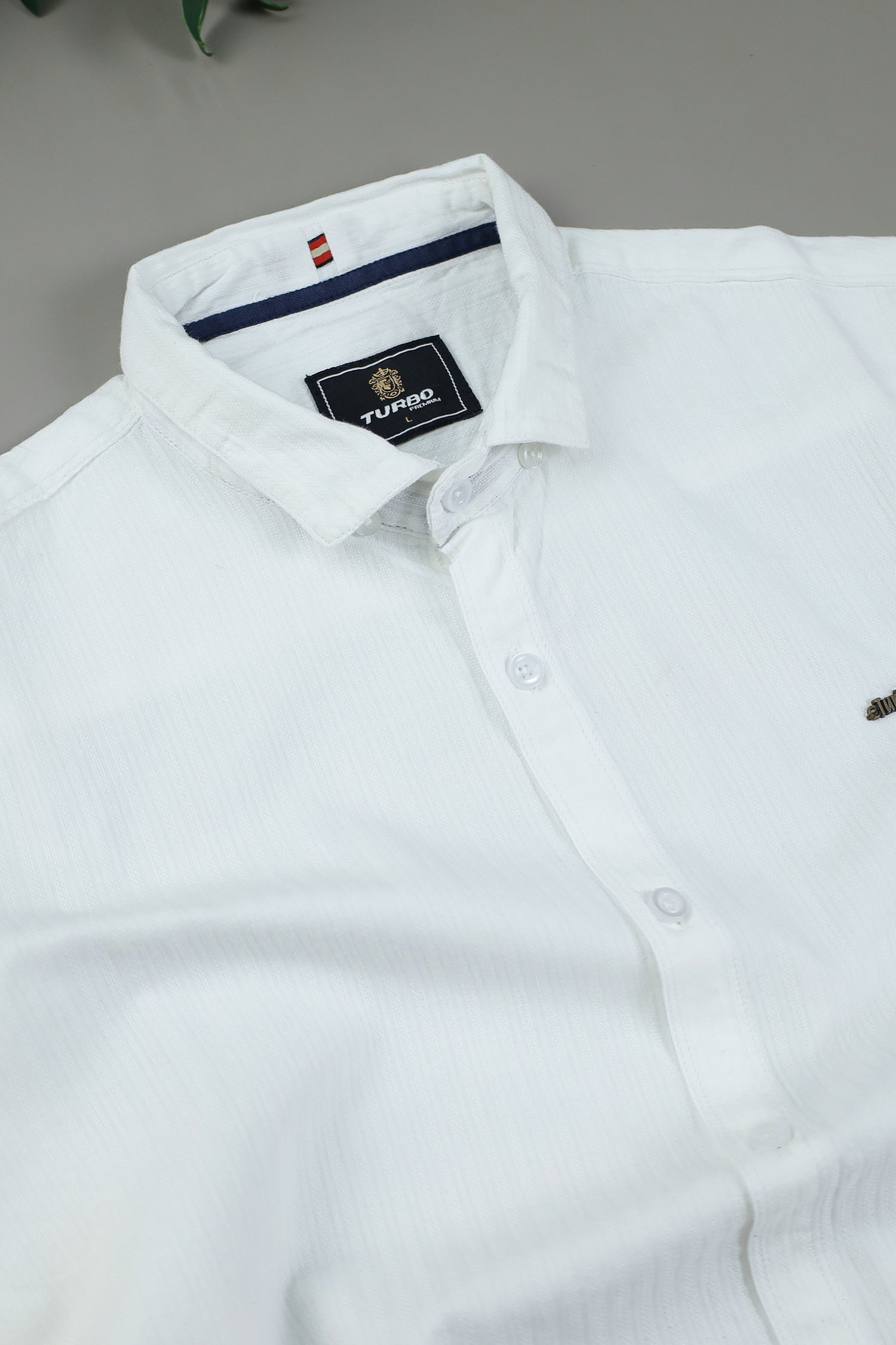 Turbo Organic MonoChromatic Long Sleeve Cotton Casual Shirt in White
