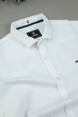 Turbo Organic MonoChromatic Long Sleeve Cotton Casual Shirt in White