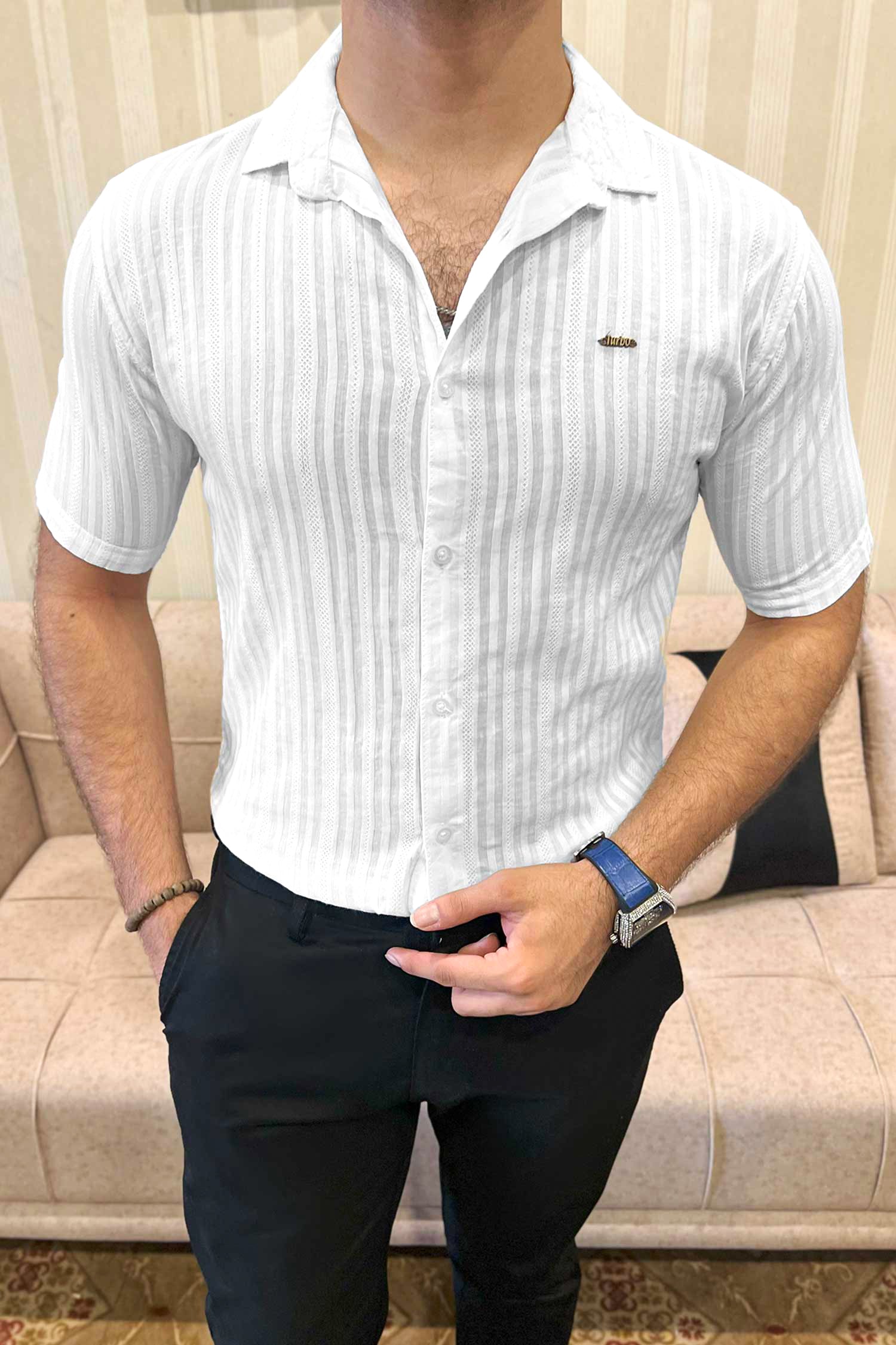 Turbo Minimalist Design Half Sleeve Casual Shirt