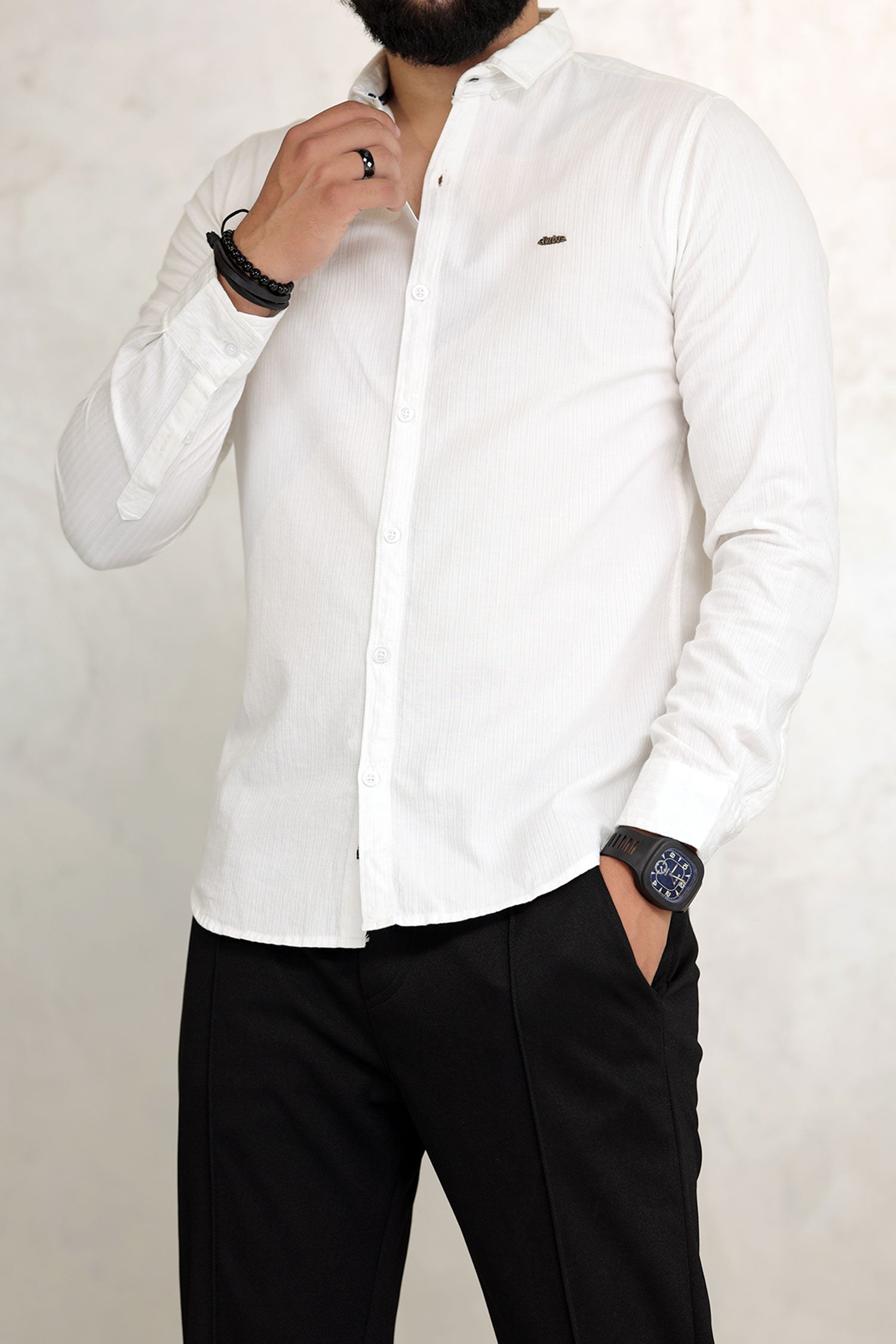 Turbo Organic MonoChromatic Long Sleeve Cotton Casual Shirt