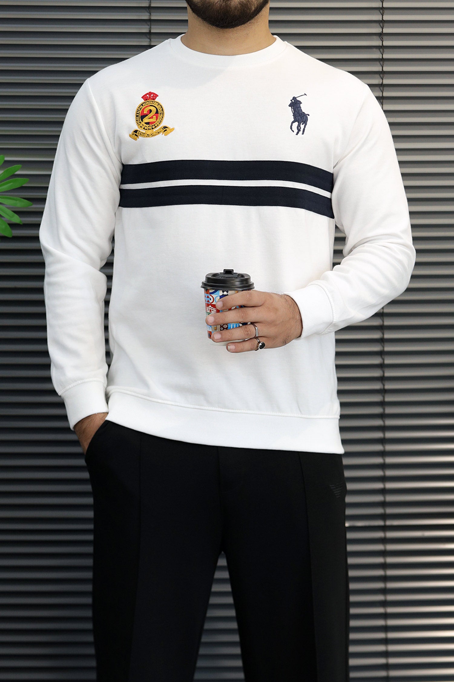 Plo Rph Lren Classic Paneled Round Neck Men's Sweatshirt