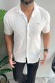 Turbo Wave Texture Crochet Casual Shirt In White