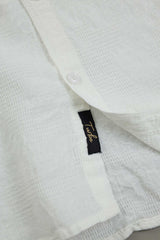 Turbo Vintage Patterend Long Sleeve Cotton Casual Shirt In White