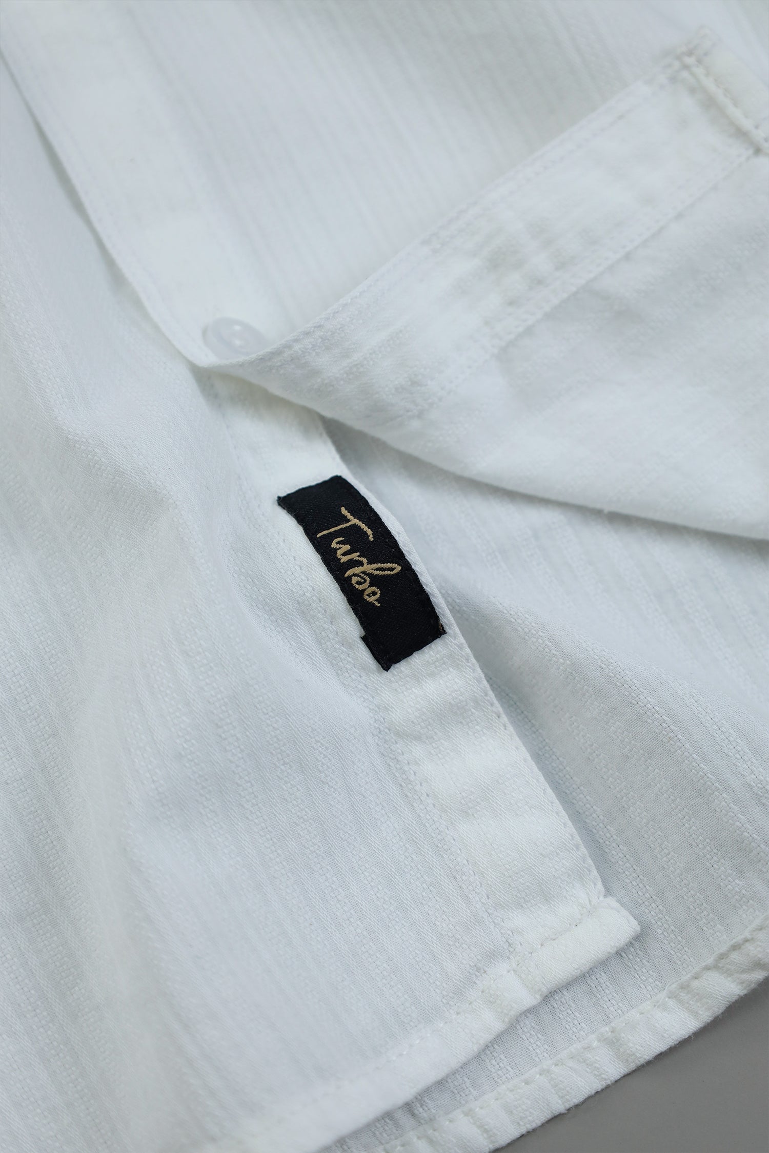 Turbo Organic MonoChromatic Long Sleeve Cotton Casual Shirt in White