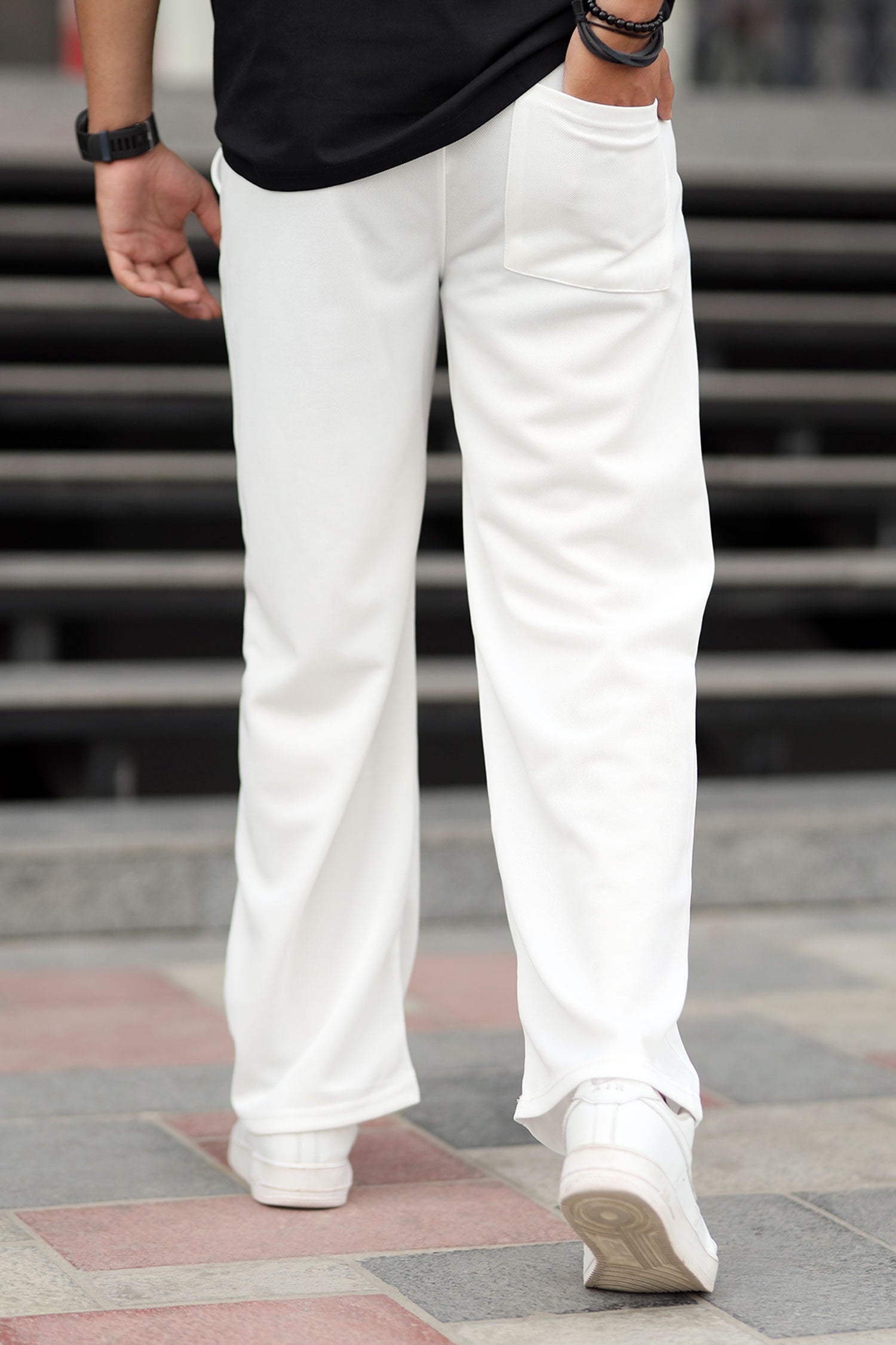 Relaxed Straight Baggy Loose Bottom Trouser in White
