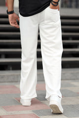 Relaxed Straight Baggy Loose Bottom Trouser in White