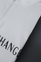 Armni Exchnge A|X Stitch Thread Zip Collar Men's Polo Shirt In White