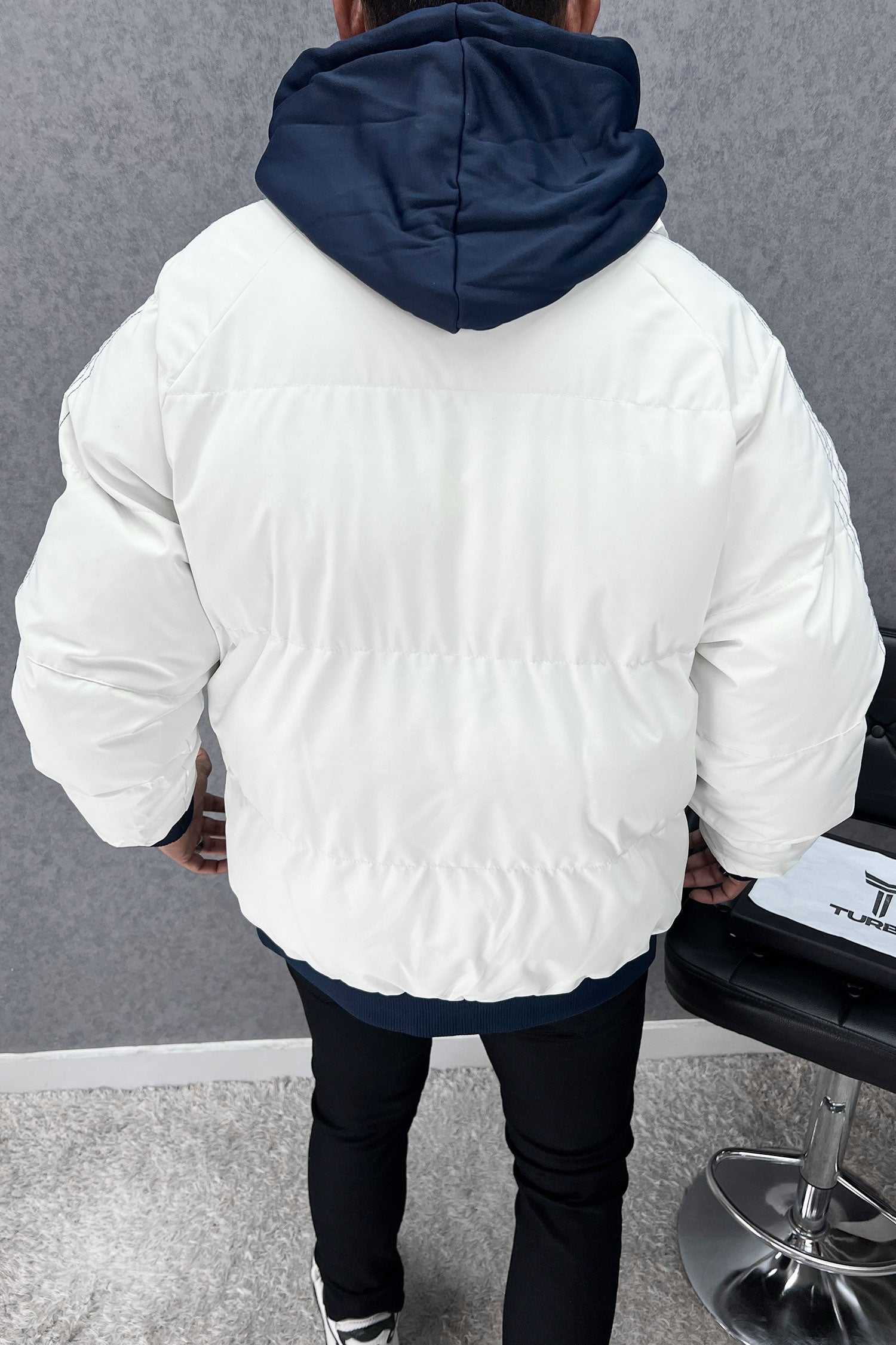 Panel Stripes Dual Zip Hooded Over-Sized Imported Puffer Jacket