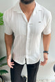 Turbo Minimalist Design Half Sleeve Casual Shirt In White