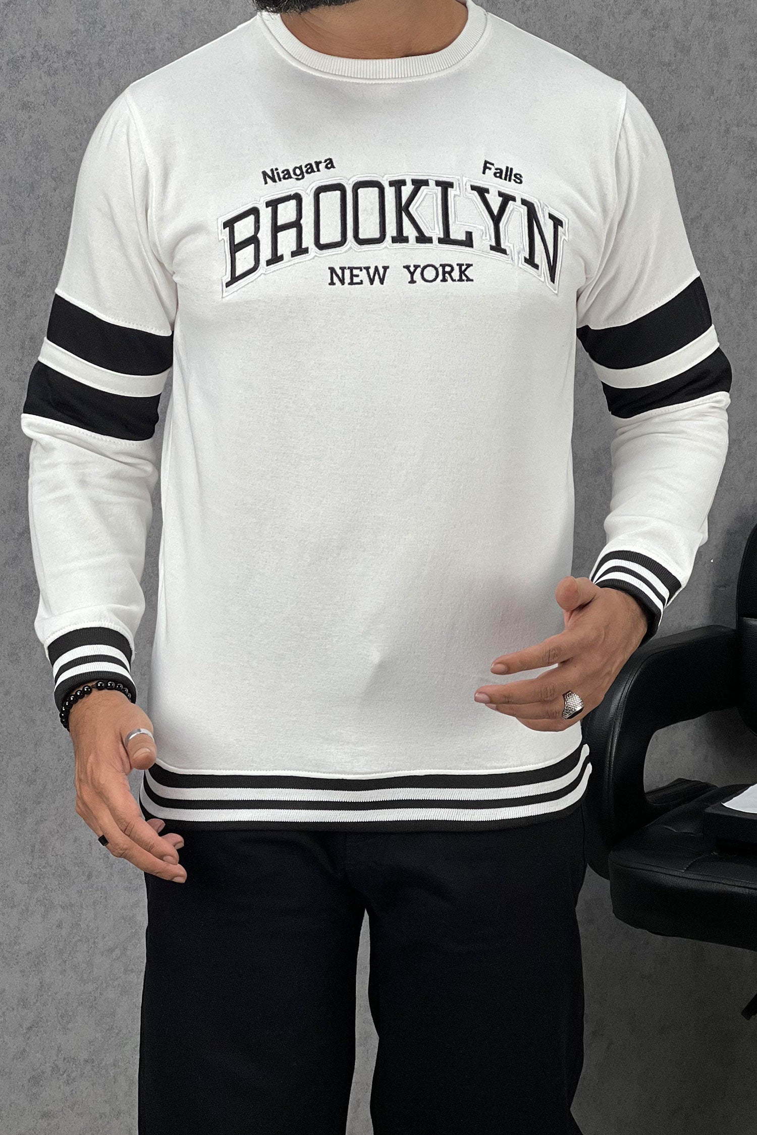 Broklyn NYC Letter Graphic Full Sleeves Men's Sweatshirt