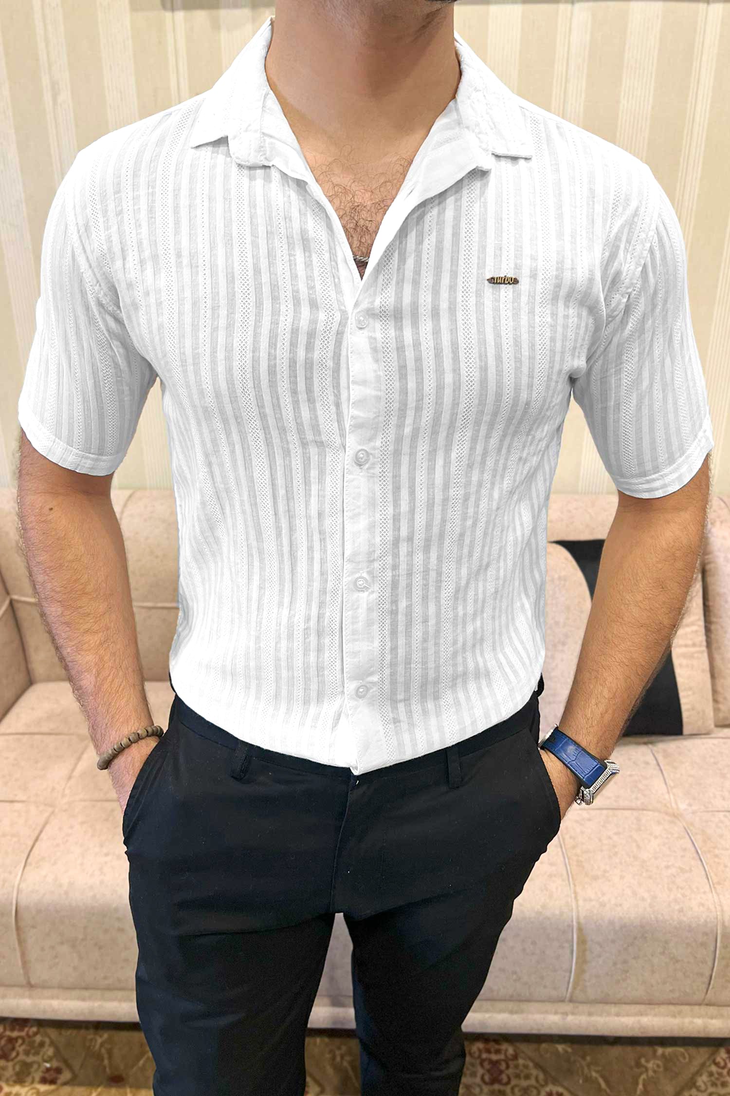 Turbo Minimalist Design Half Sleeve Casual Shirt