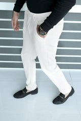 Elegant Self Texture Knitted Cotton Ankle fit Pant