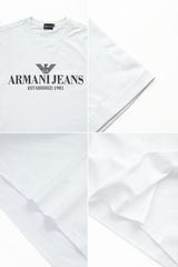Emprio Armni Siganture Slogan Imported Round Neck T-Shirt In White